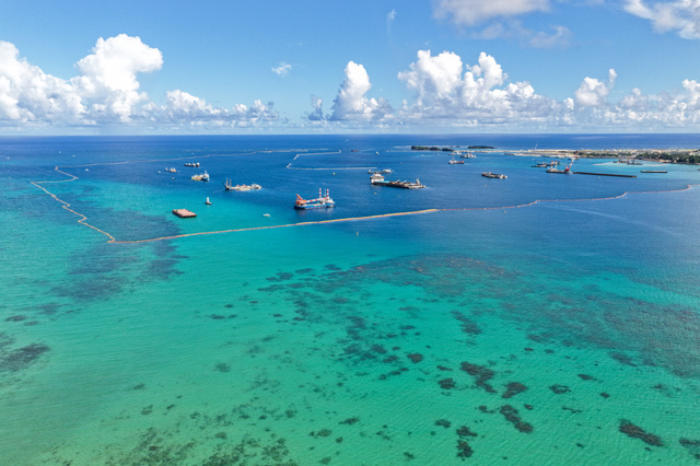沖縄県大浦湾の空撮風景